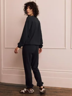 Next Black Cosy Waffle Long Sleeve Pyjamas^Women Nightwear|Pyjamas