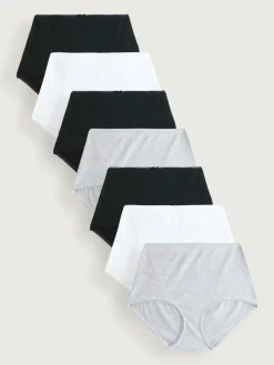 Next Black Cotton Rib Knickers 7 Pack^Women Panties