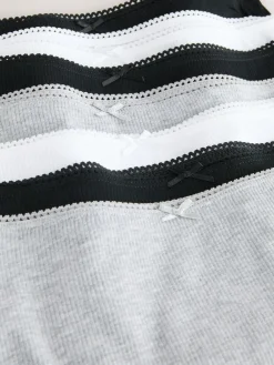 Next Black Cotton Rib Knickers 7 Pack^Women Panties