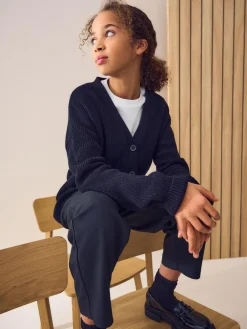 Next Black Cotton Rich Boxy School CardiganS (3-18yrs)^ Knitwear & Sweaters|Knitwear