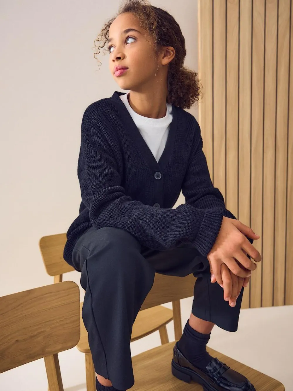 Next Black Cotton Rich Boxy School CardiganS (3-18yrs)^ Knitwear & Sweaters|Knitwear