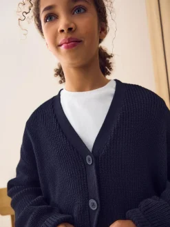 Next Black Cotton Rich Boxy School CardiganS (3-18yrs)^ Knitwear & Sweaters|Knitwear