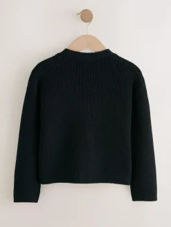 Next Black Cotton Rich Boxy School CardiganS (3-18yrs)^ Knitwear & Sweaters|Knitwear
