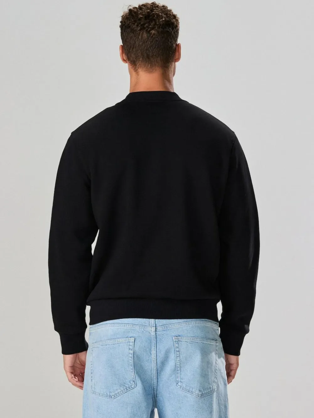 Next Black Cotton Rich Full Zip Jersey Bomber Jacket