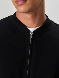 Next Black Cotton Rich Full Zip Jersey Bomber Jacket