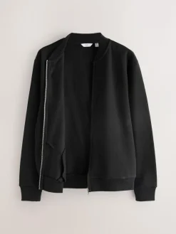 Next Black Cotton Rich Full Zip Jersey Bomber Jacket