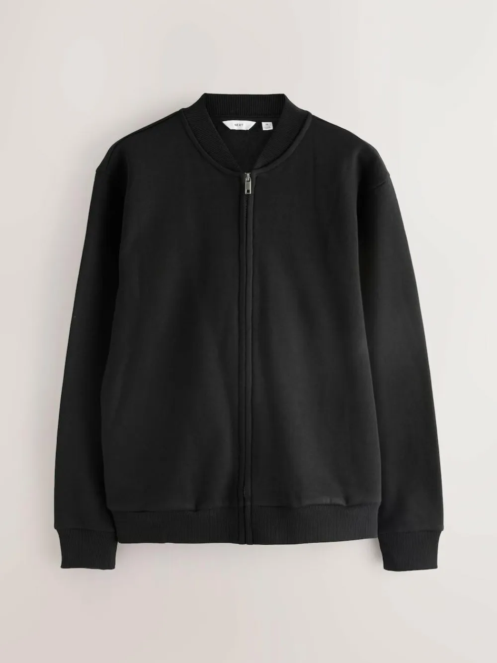Next Black Cotton Rich Full Zip Jersey Bomber Jacket