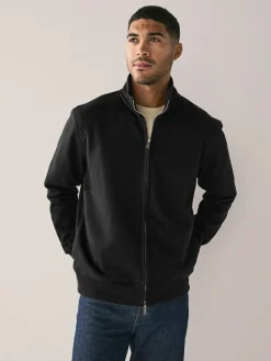 Outlet Next Cotton Rich Jersey Full Zip Funnel Neck Sweatshirt Black