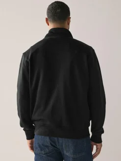 Outlet Next Cotton Rich Jersey Full Zip Funnel Neck Sweatshirt Black