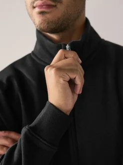 Outlet Next Cotton Rich Jersey Full Zip Funnel Neck Sweatshirt Black