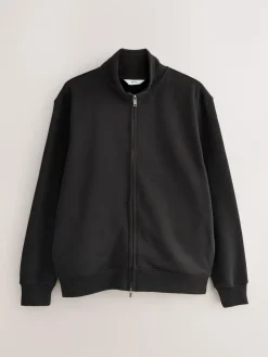 Outlet Next Cotton Rich Jersey Full Zip Funnel Neck Sweatshirt Black