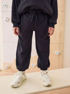 Sale Next Black Cotton Rich Sports Funnel Neck Sweat and Joggers Set (3-16yrs)