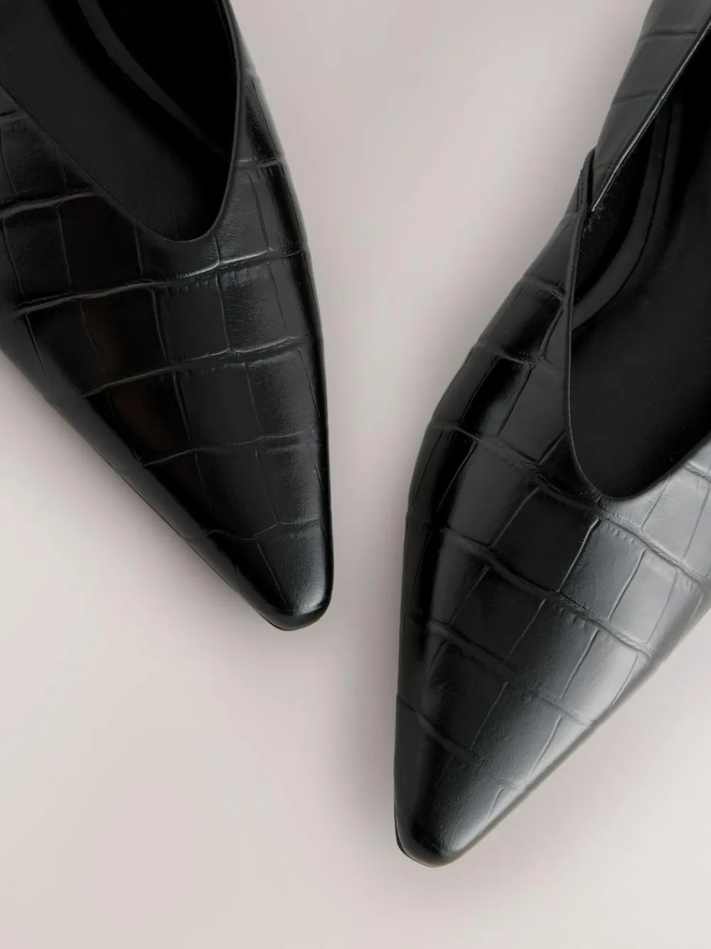 Sale Next Premium Leather Pointed Toe Ballerinas Black Croc Effect