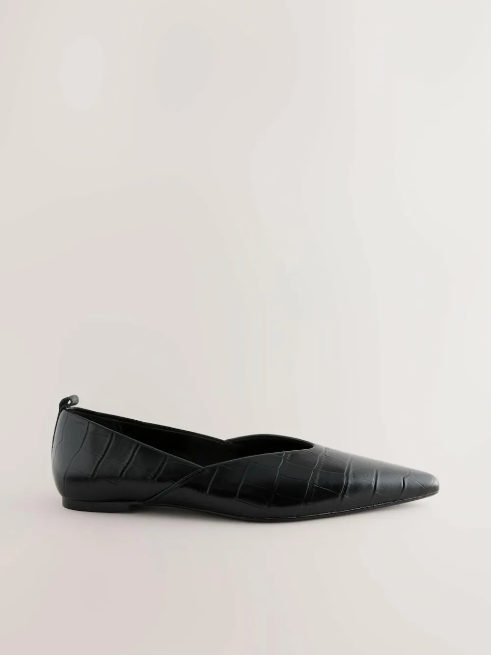Sale Next Premium Leather Pointed Toe Ballerinas Black Croc Effect