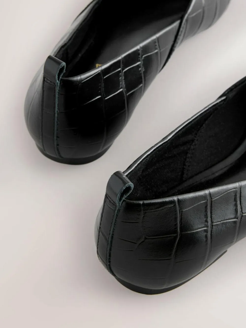 Sale Next Premium Leather Pointed Toe Ballerinas Black Croc Effect