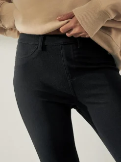 Next Black Cropped Denim Jersey Leggings^Women Leggings & Sweatpants