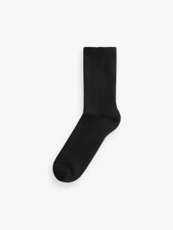 Online Next Black Cushion Sole Ribbed Sport Ankle Socks 3 Pack With Arch Support