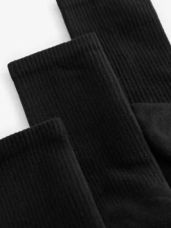 Online Next Black Cushion Sole Ribbed Sport Ankle Socks 3 Pack With Arch Support
