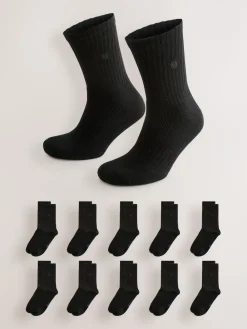 New Next Cushioned Sole Sports Socks 10 Pack Black