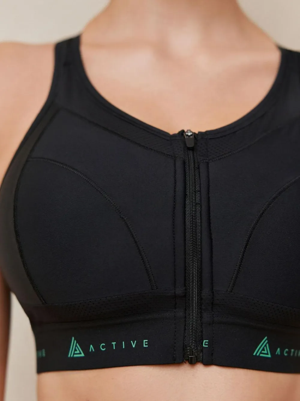 Next DD+ Active Sports Zip Front Dry Tech High Impact Bra^Women Dd+ Range|Bras