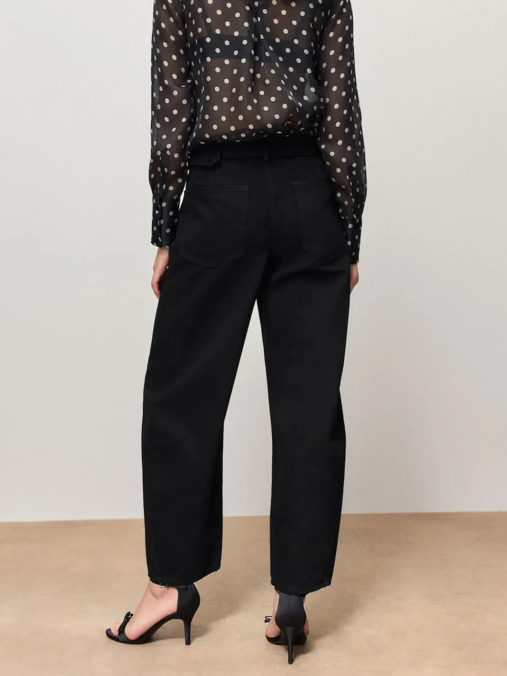 Best Next Belted Barrel Jeans Black Denim