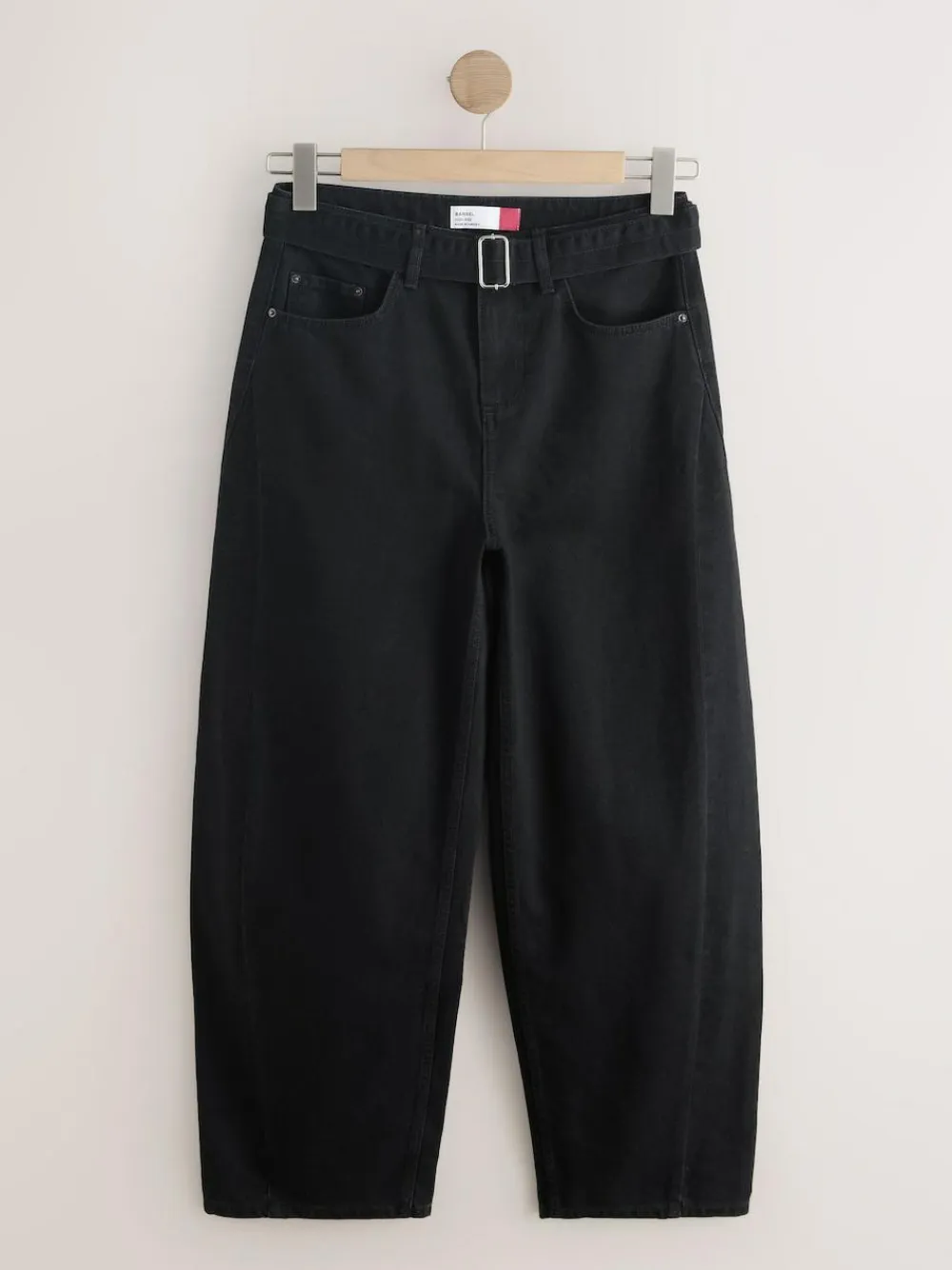 Best Next Belted Barrel Jeans Black Denim