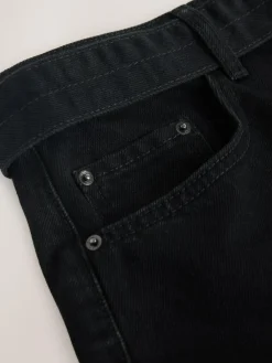 Best Next Belted Barrel Jeans Black Denim