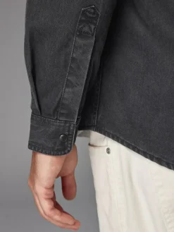 Online Next Denim Western 100% Cotton Long Sleeve Shirt Black