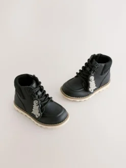 Hot Next Lace-Up Boots Black Dinosaur