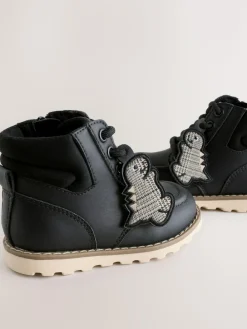 Hot Next Lace-Up Boots Black Dinosaur