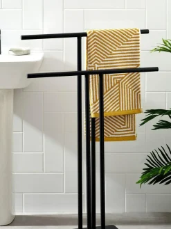 Discount Next Double Freestanding Towel Rail Black