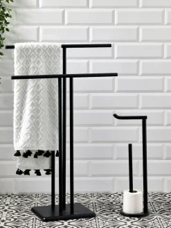 Discount Next Double Freestanding Towel Rail Black
