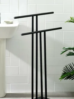 Discount Next Double Freestanding Towel Rail Black