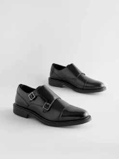 Next Black Double Monk Shoes^ Shoes