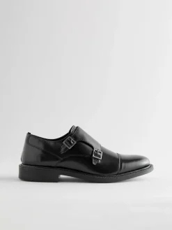 Next Black Double Monk Shoes^ Shoes