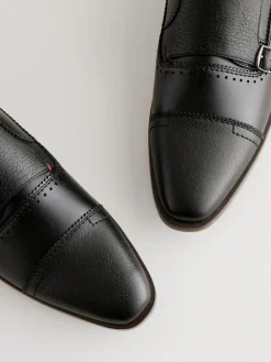 Online Next Black Double Monk Toe Cap Shoes