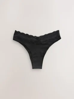 Next Extra High Leg Cotton Lace Knickers 4 Pack^Women Panties|All Lingerie