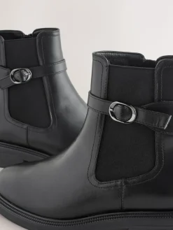 Next Black Extra Wide Fit Buckled Chelsea Boots^Women Boots & Wellies|Boots