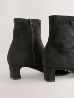 Outlet Next Extra Wide Fit Chisel Toe Block Heel Sock Boots Black