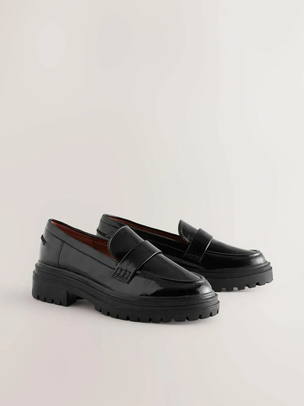 Online Next Extra Wide Fit Chunky Loafers Black