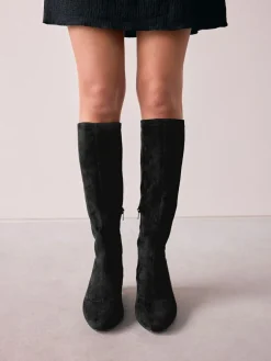 Next Black Extra Wide Fit Forever Comfort® Chisel Toe Knee Sock Boots^Women Boots & Wellies|Boots