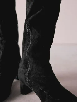 Next Black Extra Wide Fit Forever Comfort® Chisel Toe Knee Sock Boots^Women Boots & Wellies|Boots