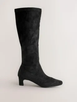 Next Black Extra Wide Fit Forever Comfort® Chisel Toe Knee Sock Boots^Women Boots & Wellies|Boots