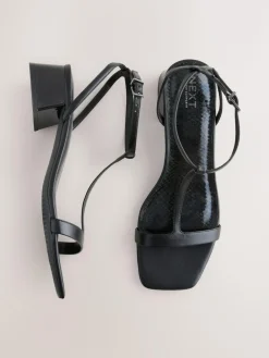 Discount Next Extra Wide Fit Forever Comfort® Low Block Strappy Sandals Black