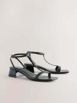 Discount Next Extra Wide Fit Forever Comfort® Low Block Strappy Sandals Black