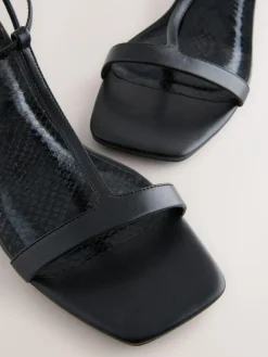 Discount Next Extra Wide Fit Forever Comfort® Low Block Strappy Sandals Black