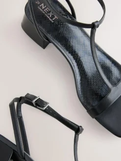 Discount Next Extra Wide Fit Forever Comfort® Low Block Strappy Sandals Black