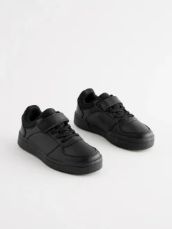Next Black Extra Wide Fit (H) 1 Strap Elastic Lace School Trainers^BOY Shoes|School Shoes