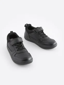 Next Black Extra Wide Fit (H) Elastic Lace School Trainers^BOY School Shoes|Boys Shoes