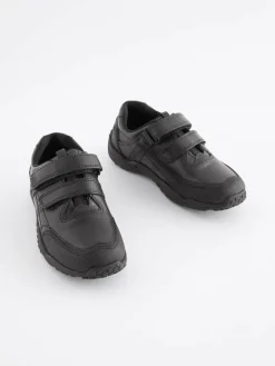 Next Black Extra Wide Fit (H) Leather Touch Fastening School Shoes^BOY School Shoes|Boys Shoes